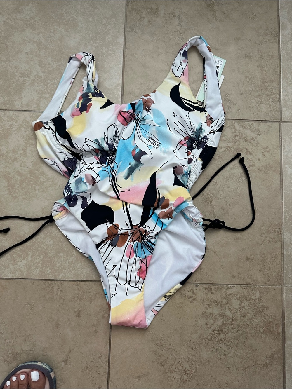 Kids Floral One-Piece Swimsuit in White Multi